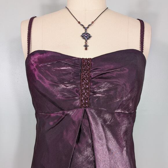 Vintage Prom Dress Maxi Gown L Purple Y2K Bow Goth Babydoll Regency Princess - Picture 5 of 13